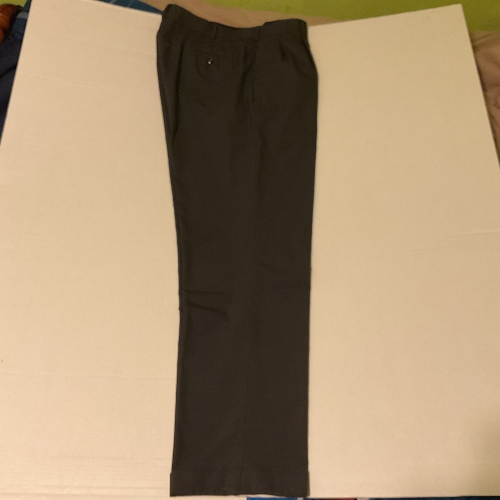 AXIST Essentials Men’s Dress Pants 33x32 Gray Micro Check Flat Front Wool Blend
